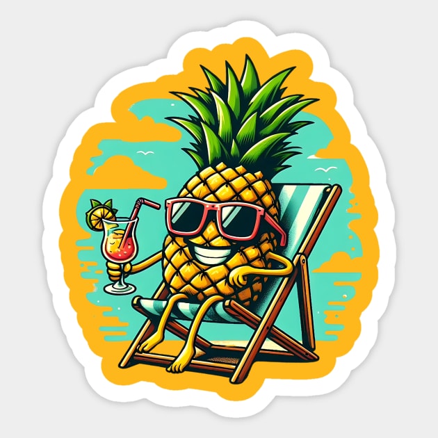 Pineapple on the Beach Sticker by starbone